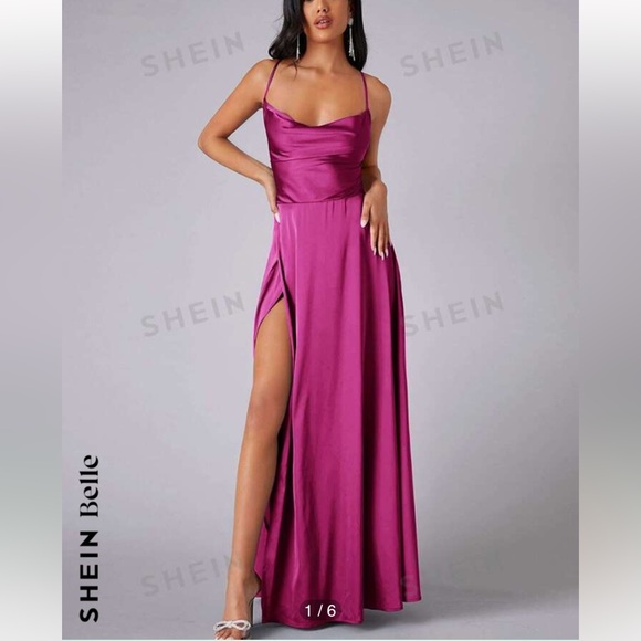 SHEIN Belle Crisscross Backless Dress "Satin" - Picture 6 of 6